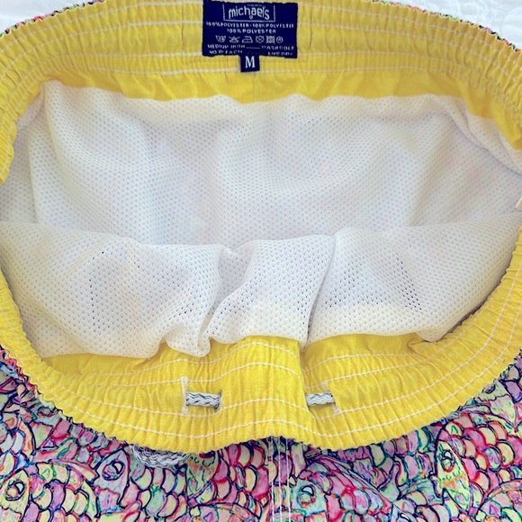 Michael’s Mesh Liner Swim Trunks Shorts Men’s Size Medium M Abstract Fish Multi - Picture 3 of 5